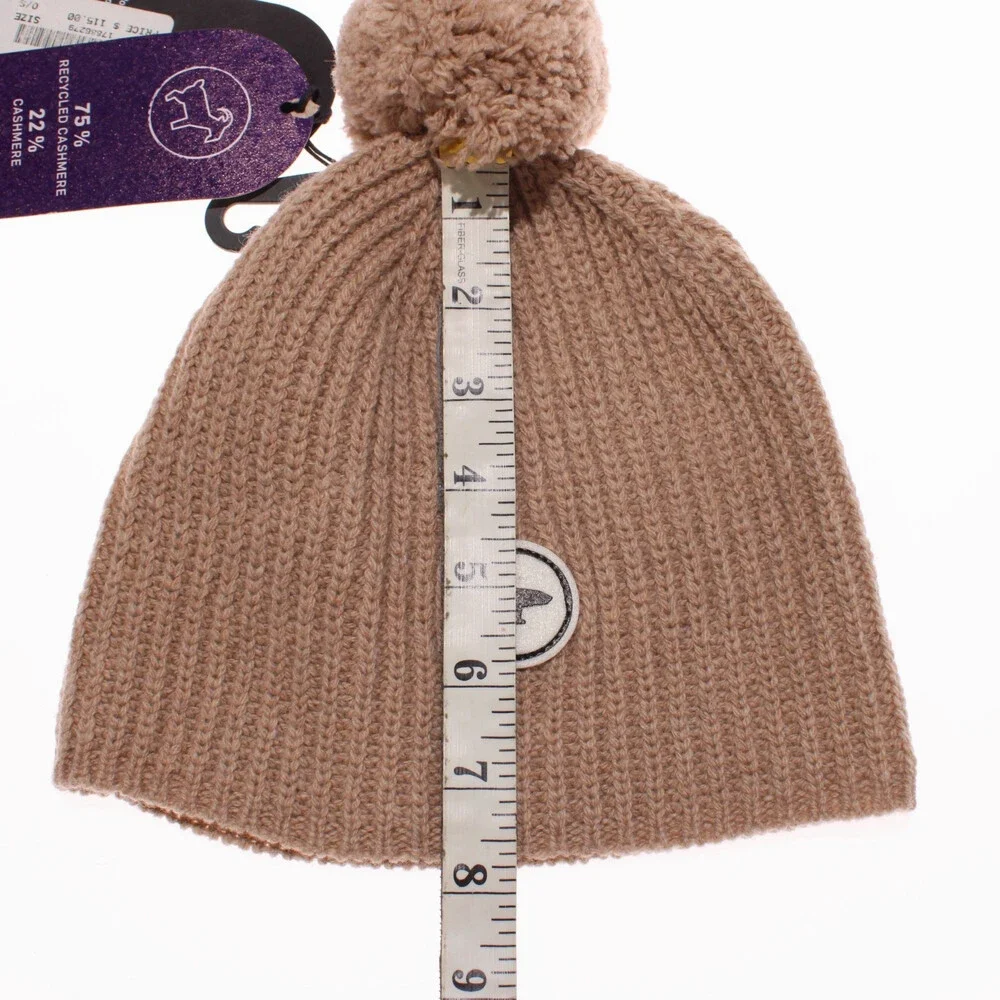 Eisbar NWT Mirna Pompom Knit Beanie Hat One Size in Tan Cashmere/Wool